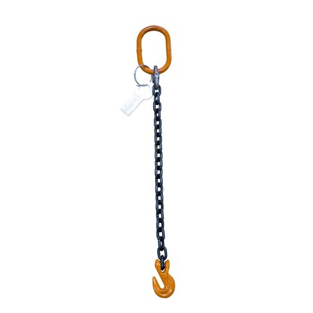 Chain Sling, 1 Leg, 3/8, G80, Grab Hook, 3Ft